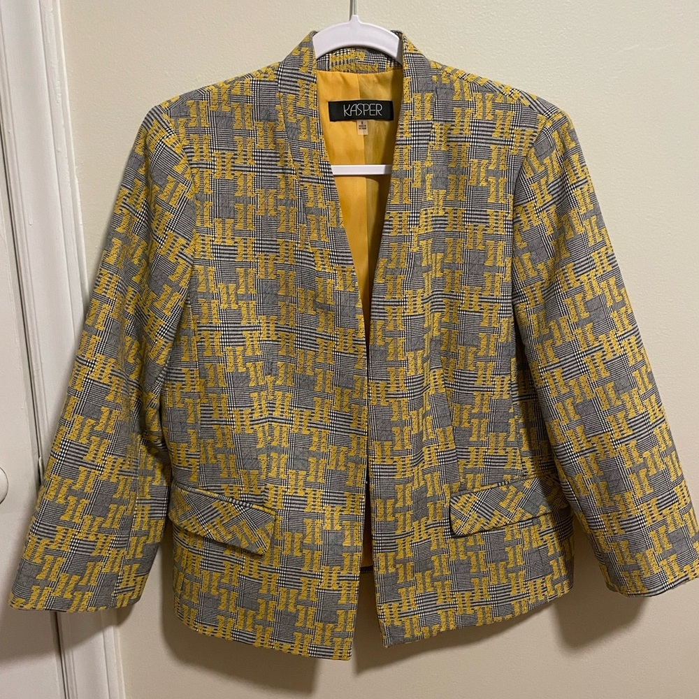 Kasper Jacquard Plaid Printed Blazer